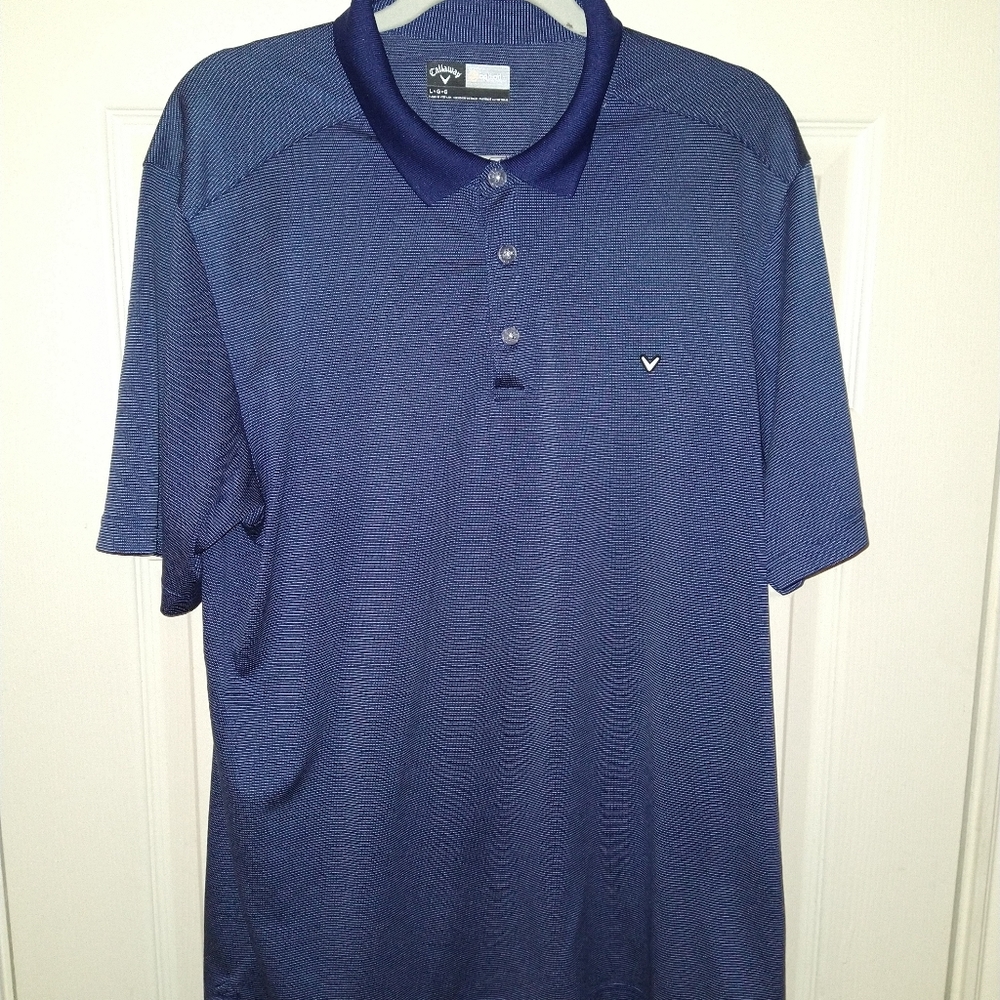 Callaway Opti Dri Blue Short Sleeve Polo Shirt Men's sz Large. See pi